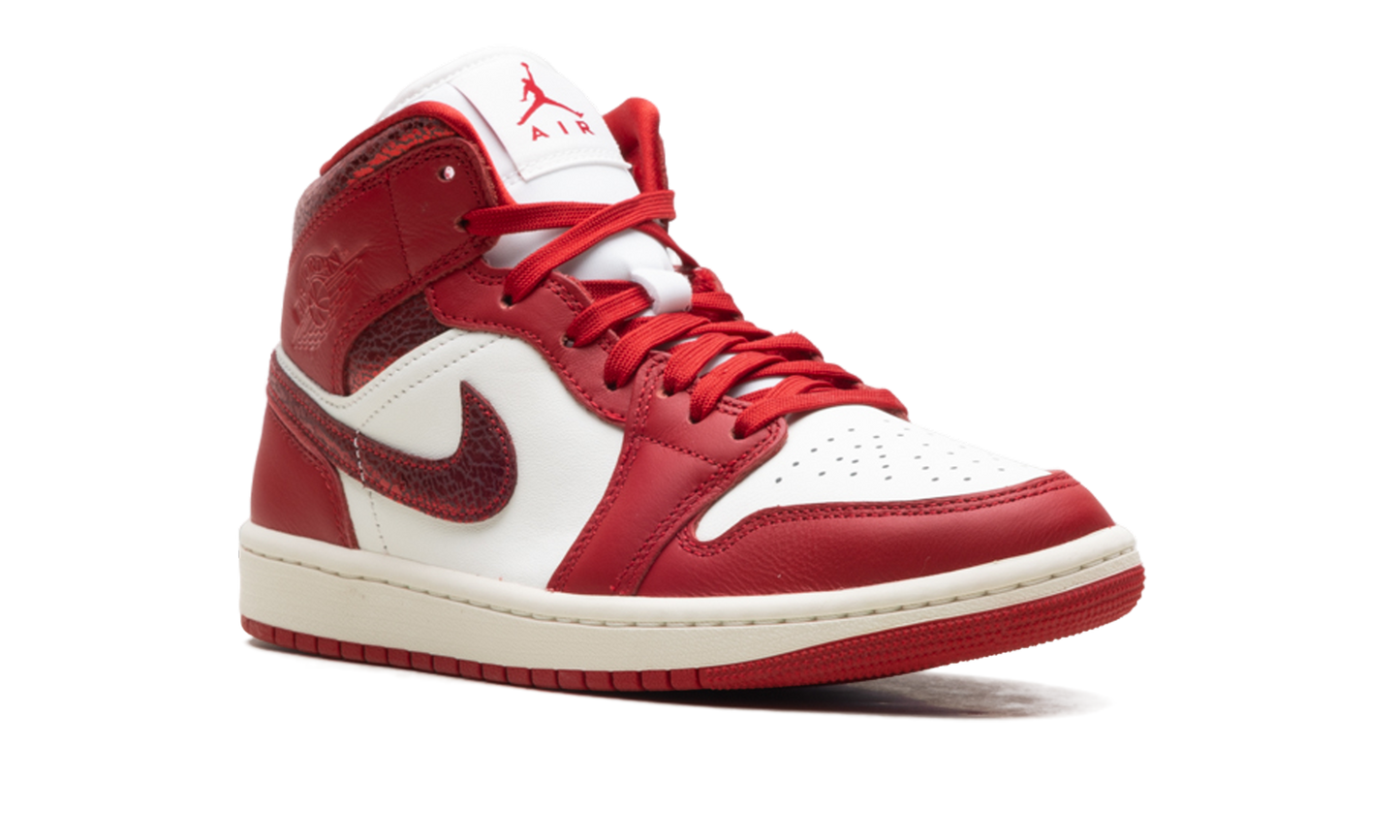 Air Jordan 1 Mid WMNS  Red Cracked Leather