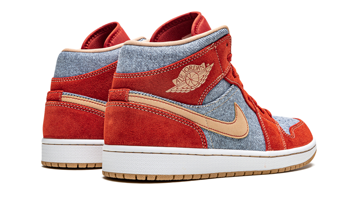 Air Jordan 1 Mid SE  Denim Red Suede