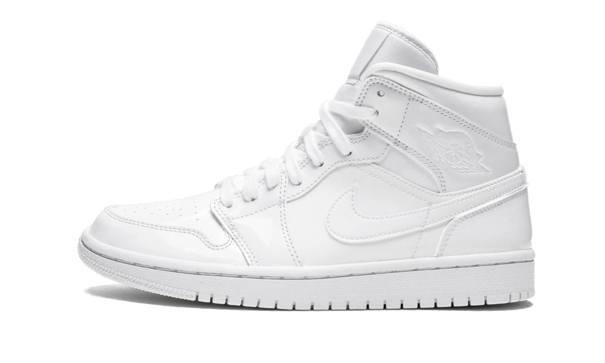 AIR JORDAN 1 MID WMNS  Triple White Patent Leather
