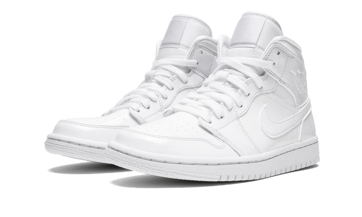 AIR JORDAN 1 MID WMNS  Triple White Patent Leather