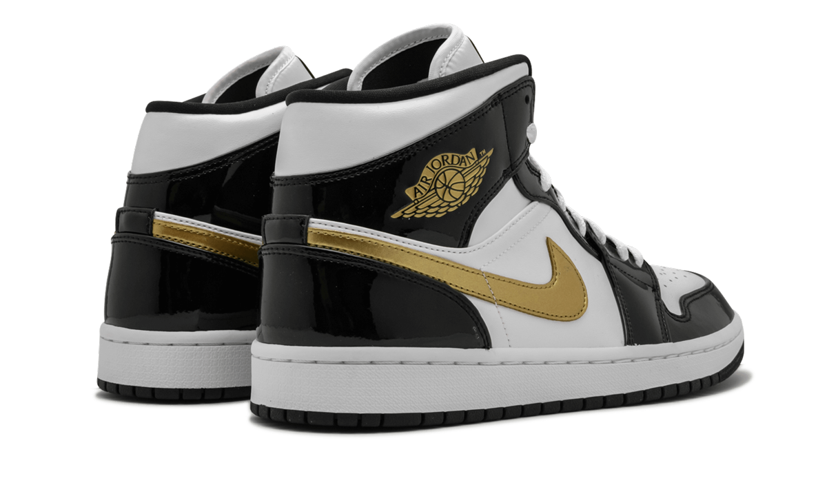 Air Jordan 1 Mid SE  Black Gold Patent Leather
