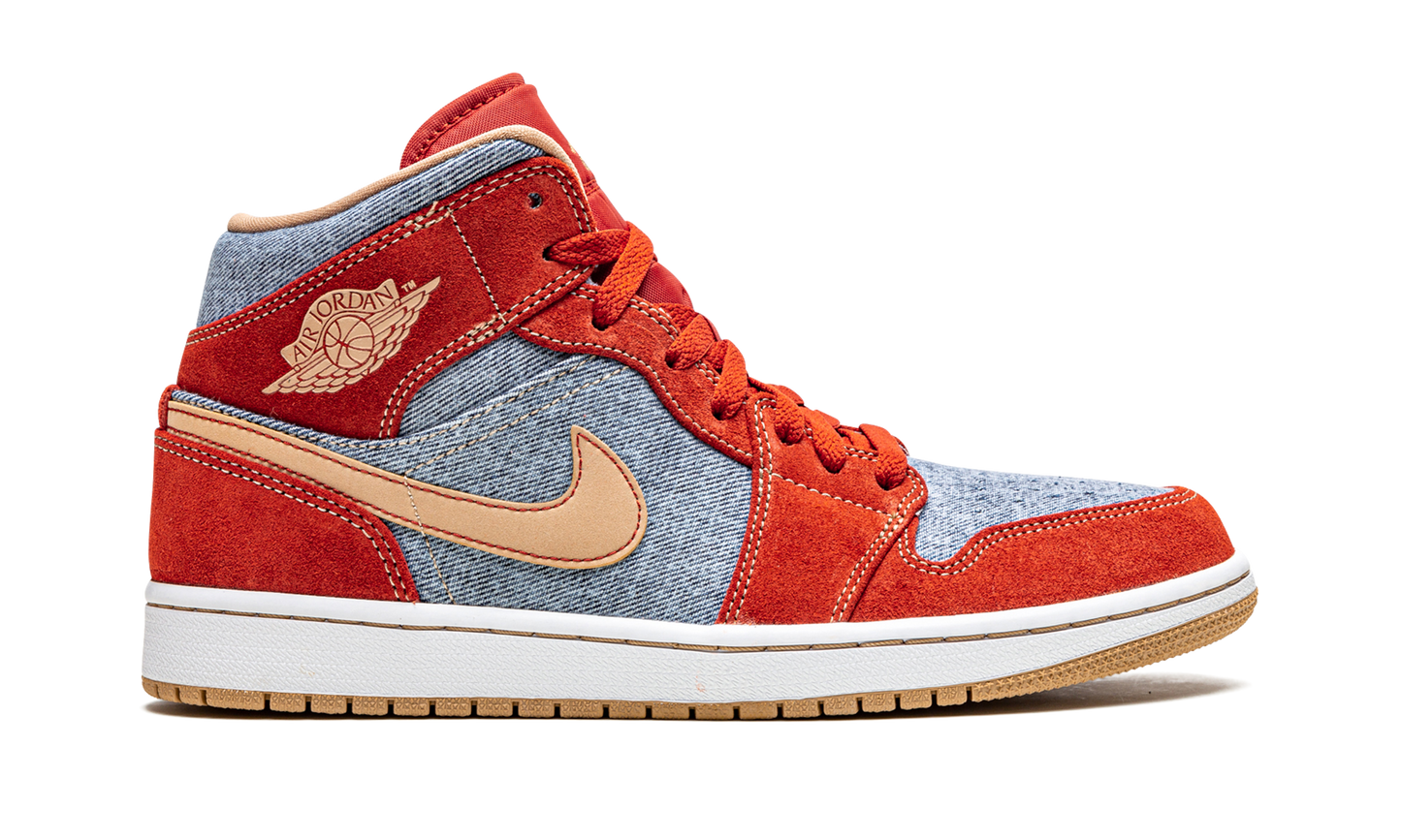 Air Jordan 1 Mid SE  Denim Red Suede