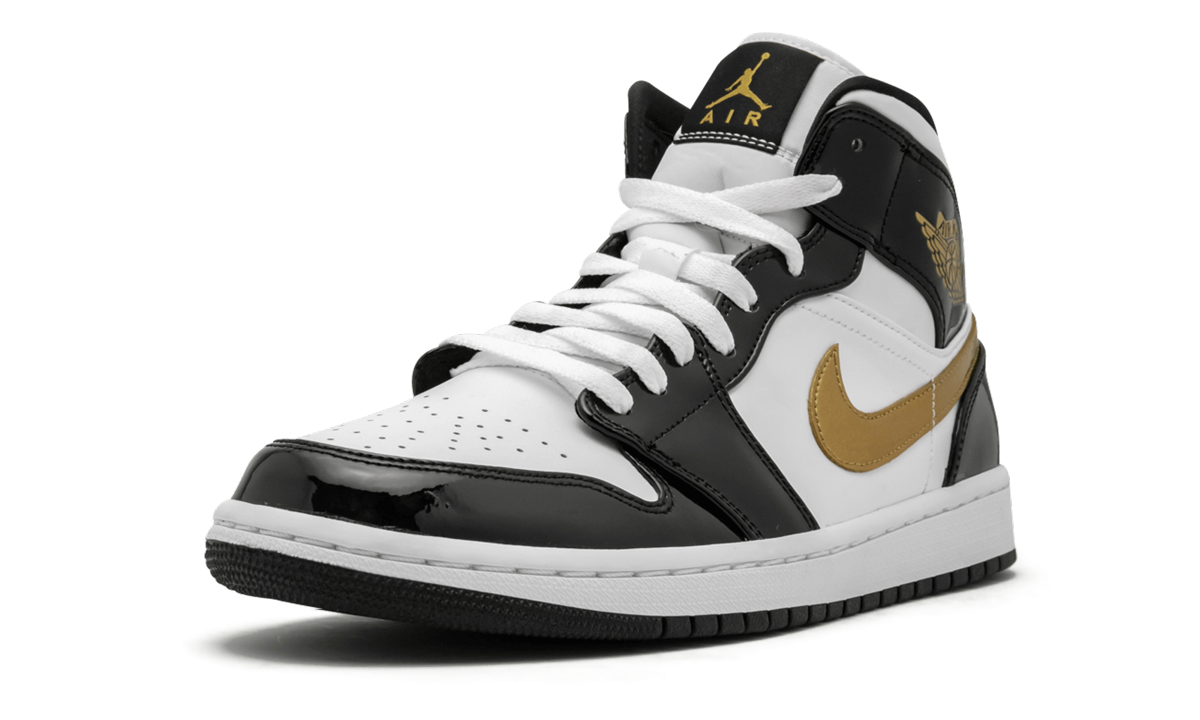Air Jordan 1 Mid SE  Black Gold Patent Leather