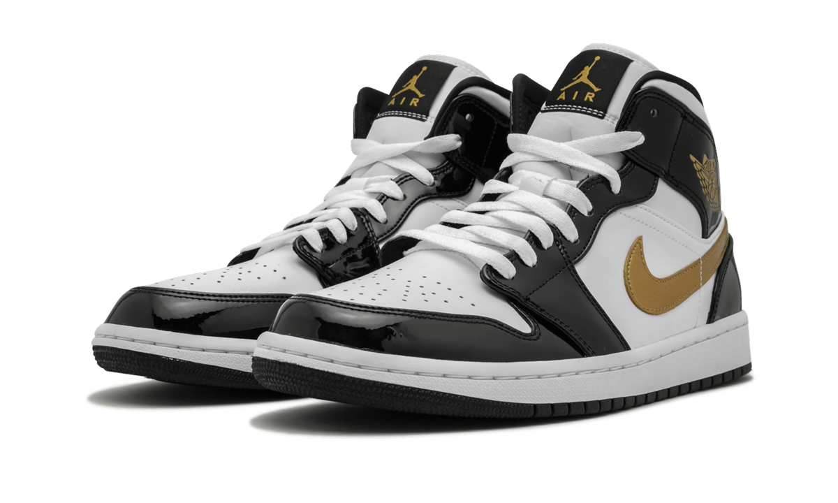 Air Jordan 1 Mid SE  Black Gold Patent Leather