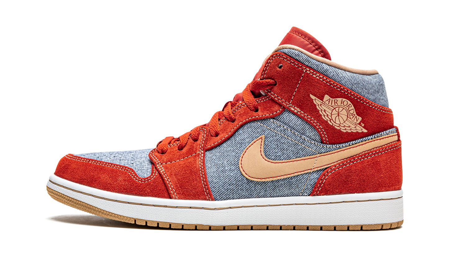 Air Jordan 1 Mid SE  Denim Red Suede