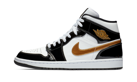 Air Jordan 1 Mid SE  Black Gold Patent Leather