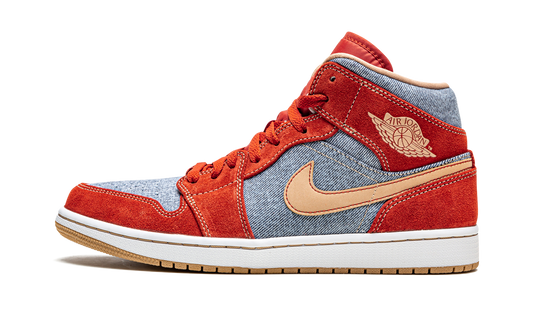 Air Jordan 1 Mid SE  Denim Red Suede